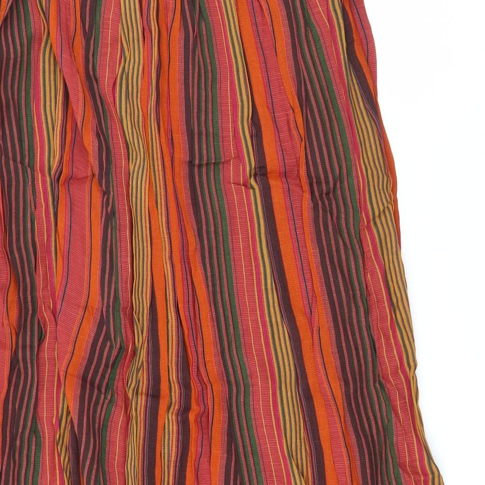 Preworn Womens Orange Striped Viscose A-Line Skirt Size 18
