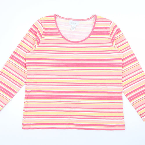 Stle Inc Womens Pink Scoop Neck Striped Cotton Pullover Jumper Size L