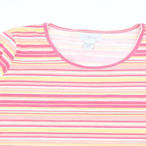 Stle Inc Womens Pink Scoop Neck Striped Cotton Pullover Jumper Size L