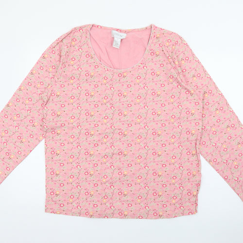 Style Inc Womens Pink Scoop Neck Floral Cotton Pullover Jumper Size L