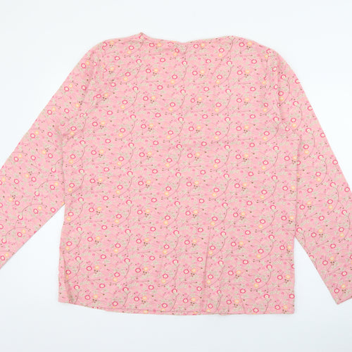 Style Inc Womens Pink Scoop Neck Floral Cotton Pullover Jumper Size L