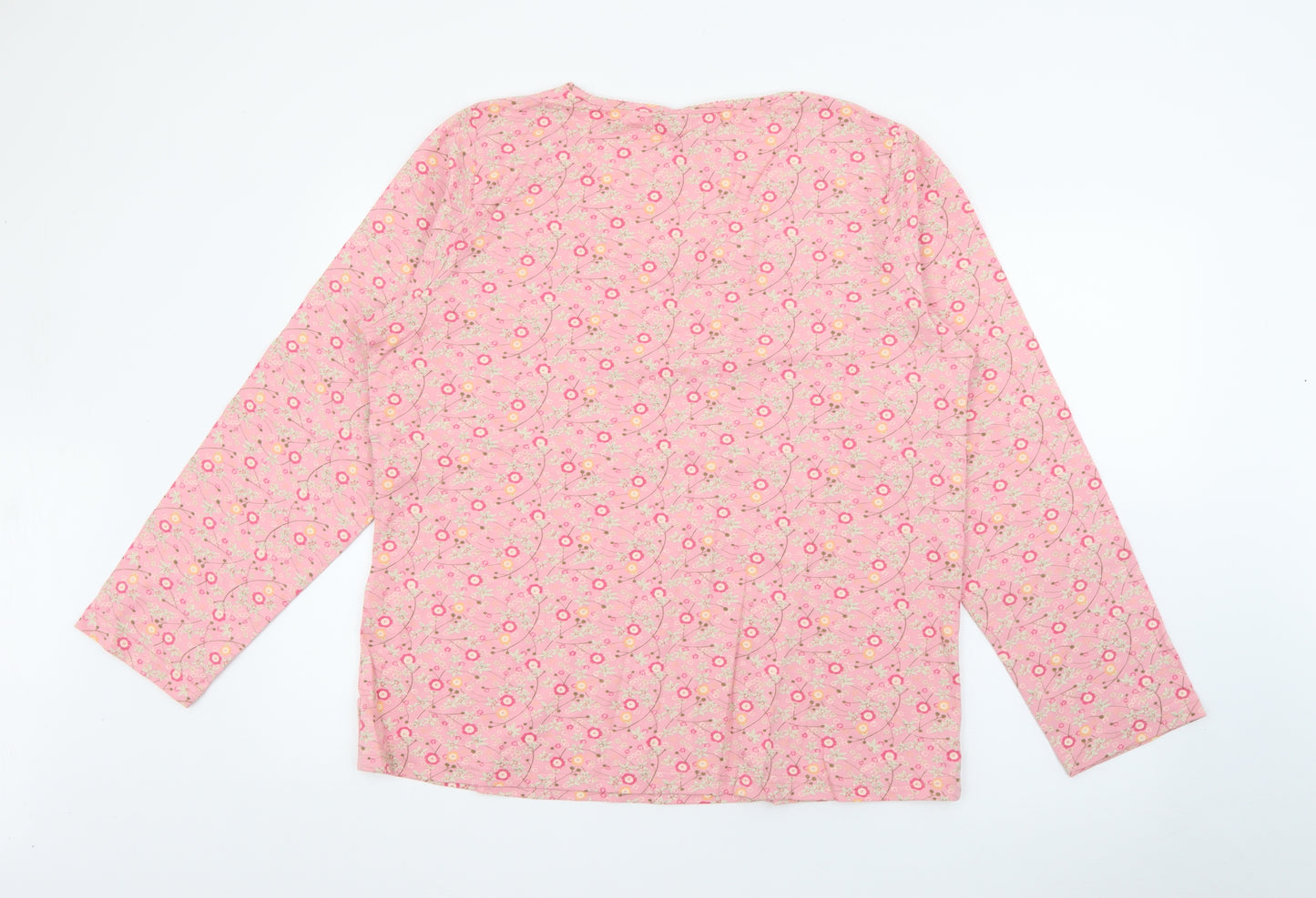 Style Inc Womens Pink Scoop Neck Floral Cotton Pullover Jumper Size L