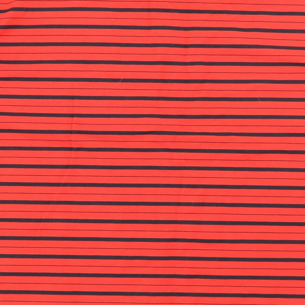 Casual & Co Womens Red Crew Neck Striped Cotton Pullover Jumper Size XL
