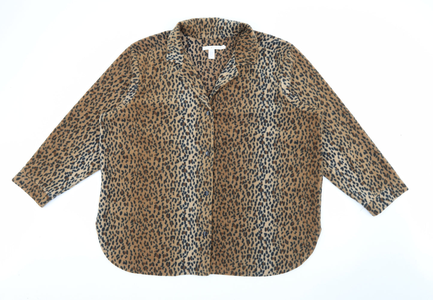 Carole Hochman Womens Brown Animal Print  Jacket  Size 2XL  Button
