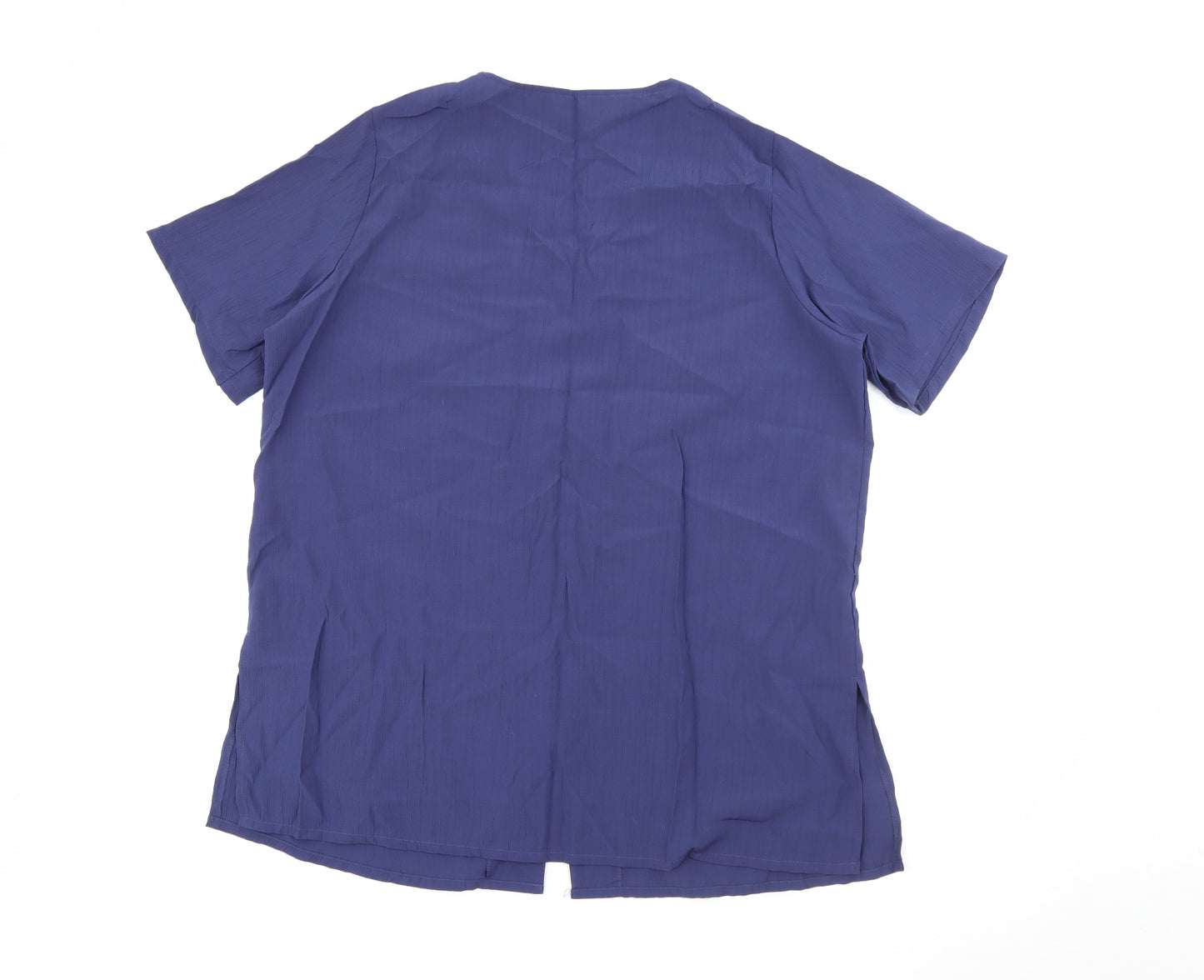 Preworn Womens Blue  Viscose Basic Button-Up Size 16 V-Neck