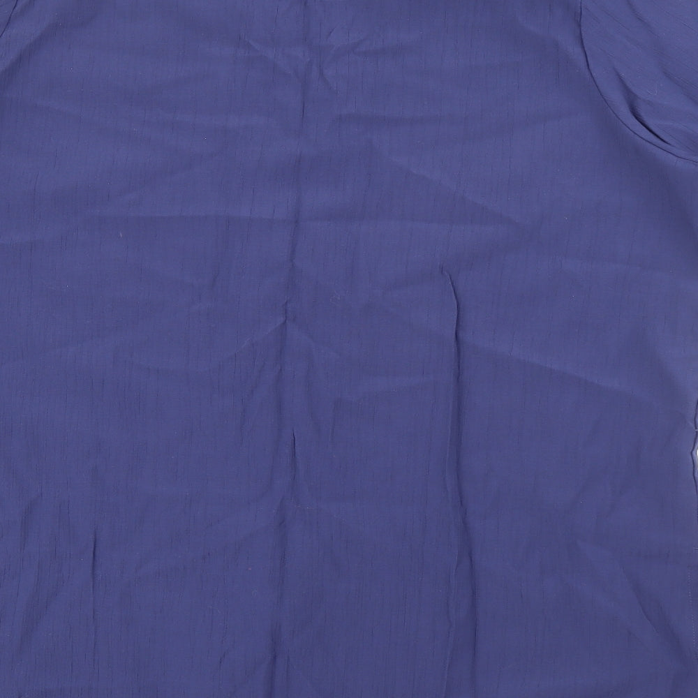 Preworn Womens Blue  Viscose Basic Button-Up Size 16 V-Neck