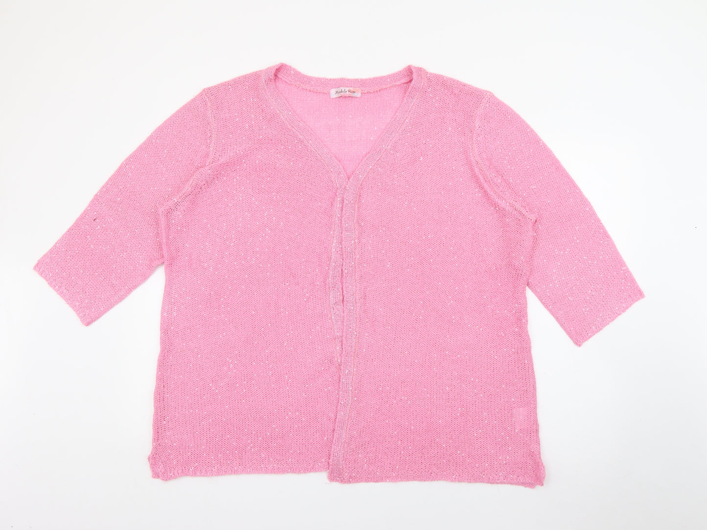 Michele Hope Womens Pink V-Neck  Polyester Cardigan Jumper Size 22