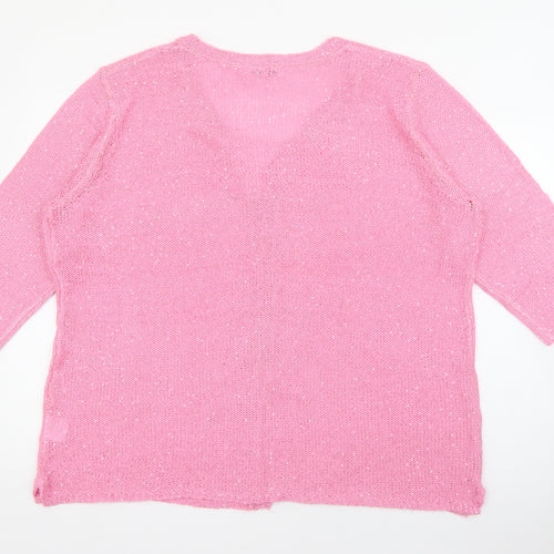 Michele Hope Womens Pink V-Neck  Polyester Cardigan Jumper Size 22