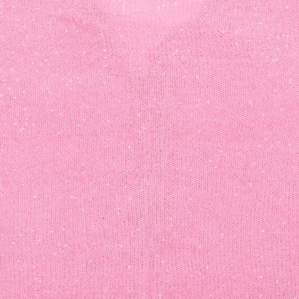 Michele Hope Womens Pink V-Neck  Polyester Cardigan Jumper Size 22