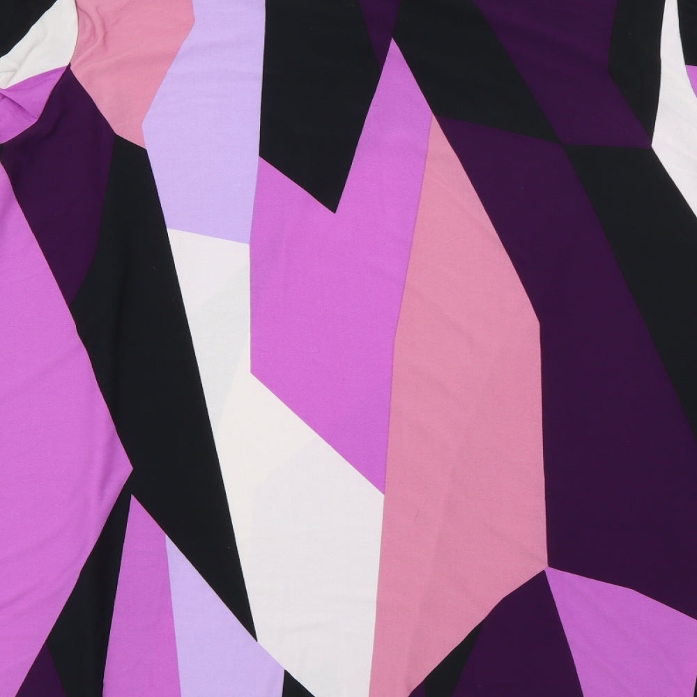 Coco Bianco Womens Purple Collared Geometric Polyester Pullover Jumper Size 3XL