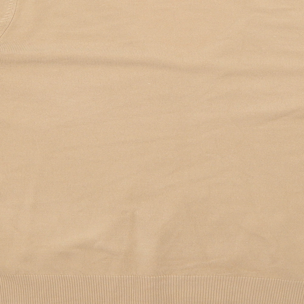 Marks and Spencer Womens Beige V-Neck  Acrylic Pullover Jumper Size 14