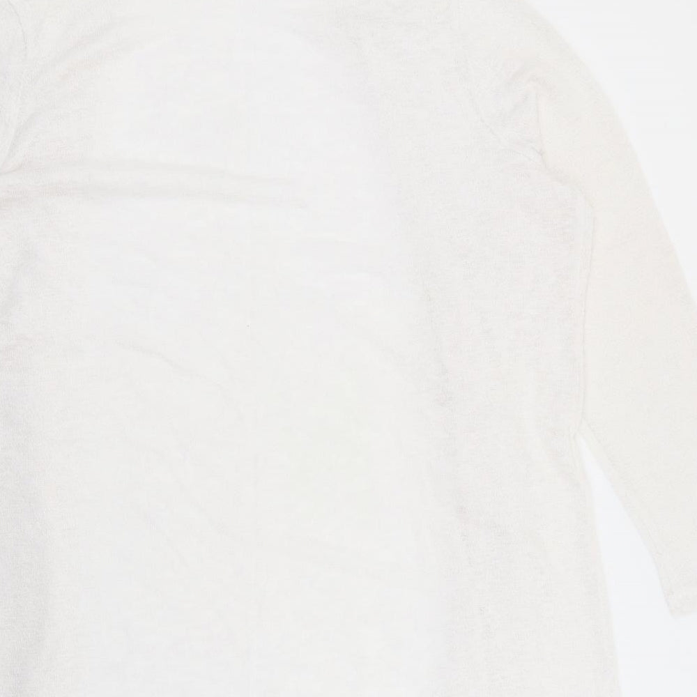 Kim & Co Womens White V-Neck  Viscose Cardigan Jumper Size 2XL
