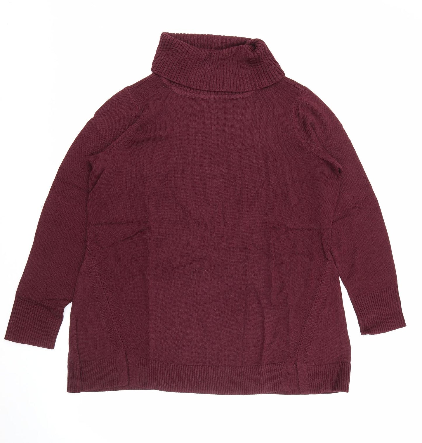 H by Halston Womens Purple Roll Neck  Cotton Pullover Jumper Size 2XL