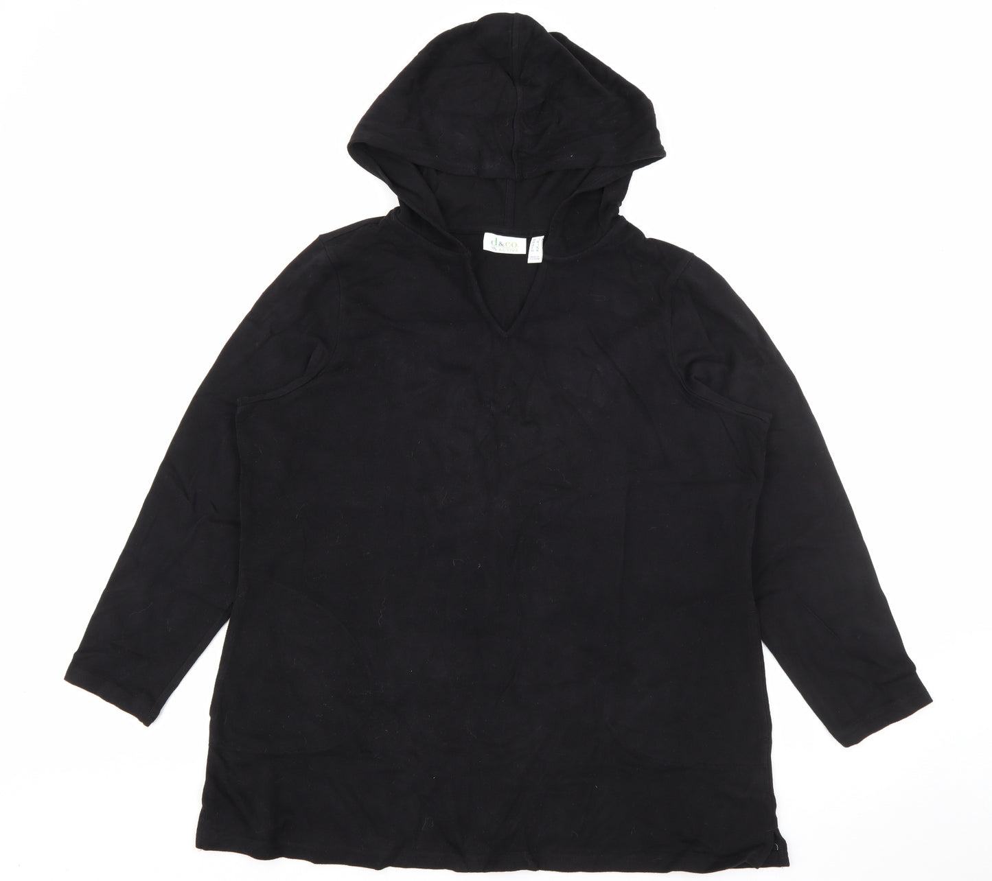 d&co Womens Black  Cotton Pullover Hoodie Size XL