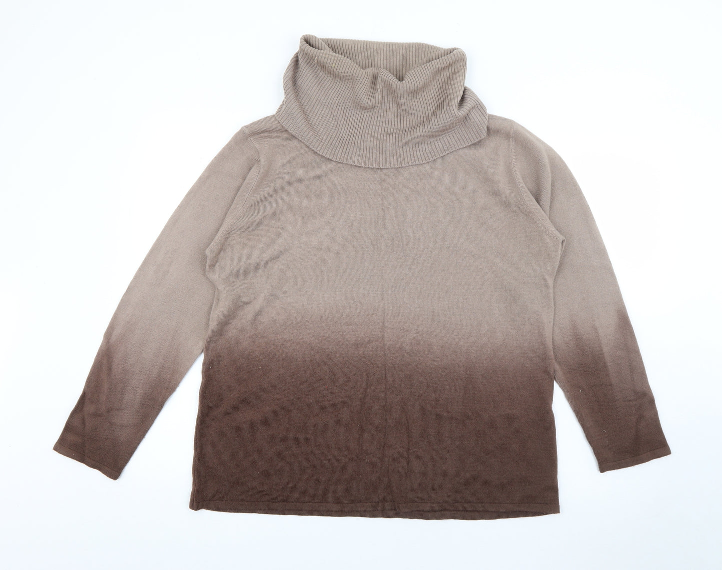 Cashmasoft Womens Brown Roll Neck  Acrylic Pullover Jumper Size 2XL