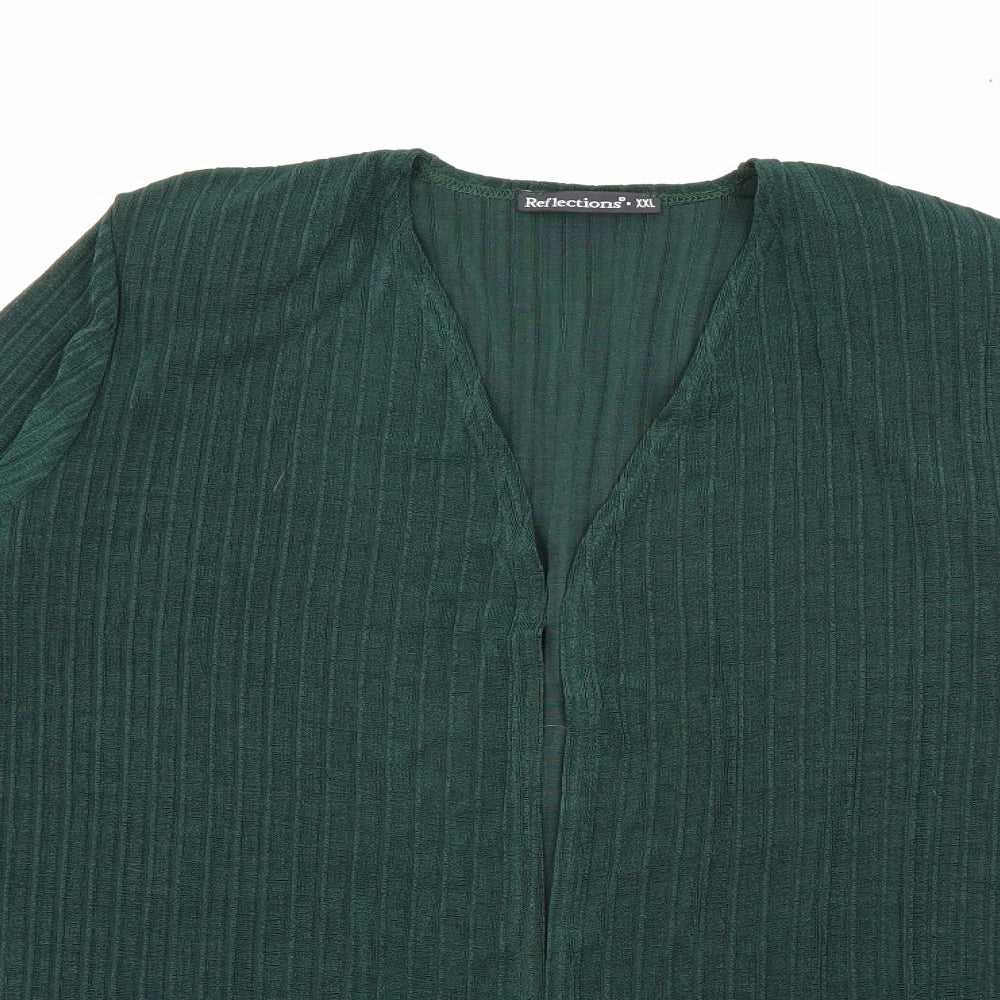 Reflections Womens Green V-Neck  Polyester Cardigan Jumper Size 2XL