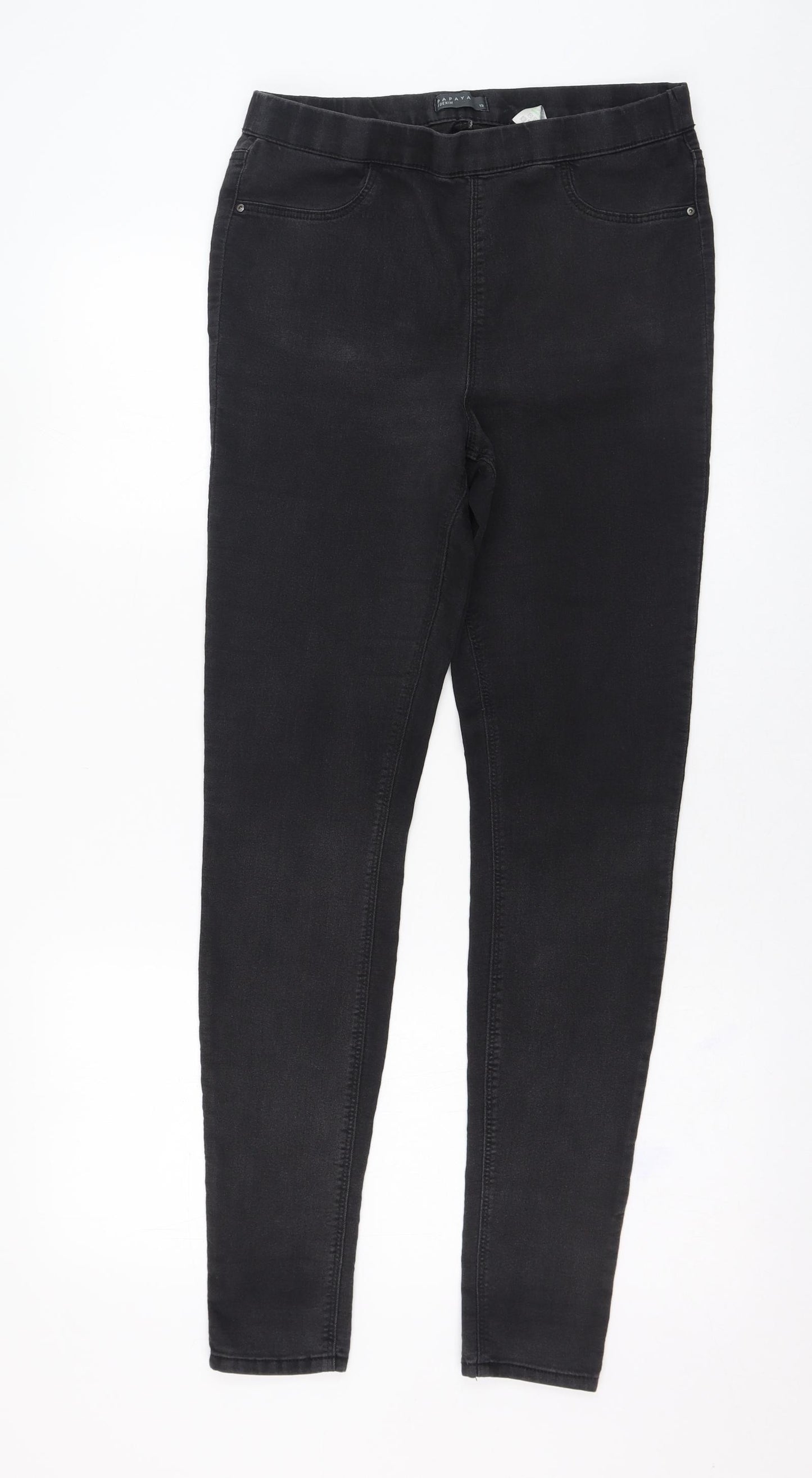 Papaya Womens Black  Cotton Jegging Jeans Size 12 L29 in Regular