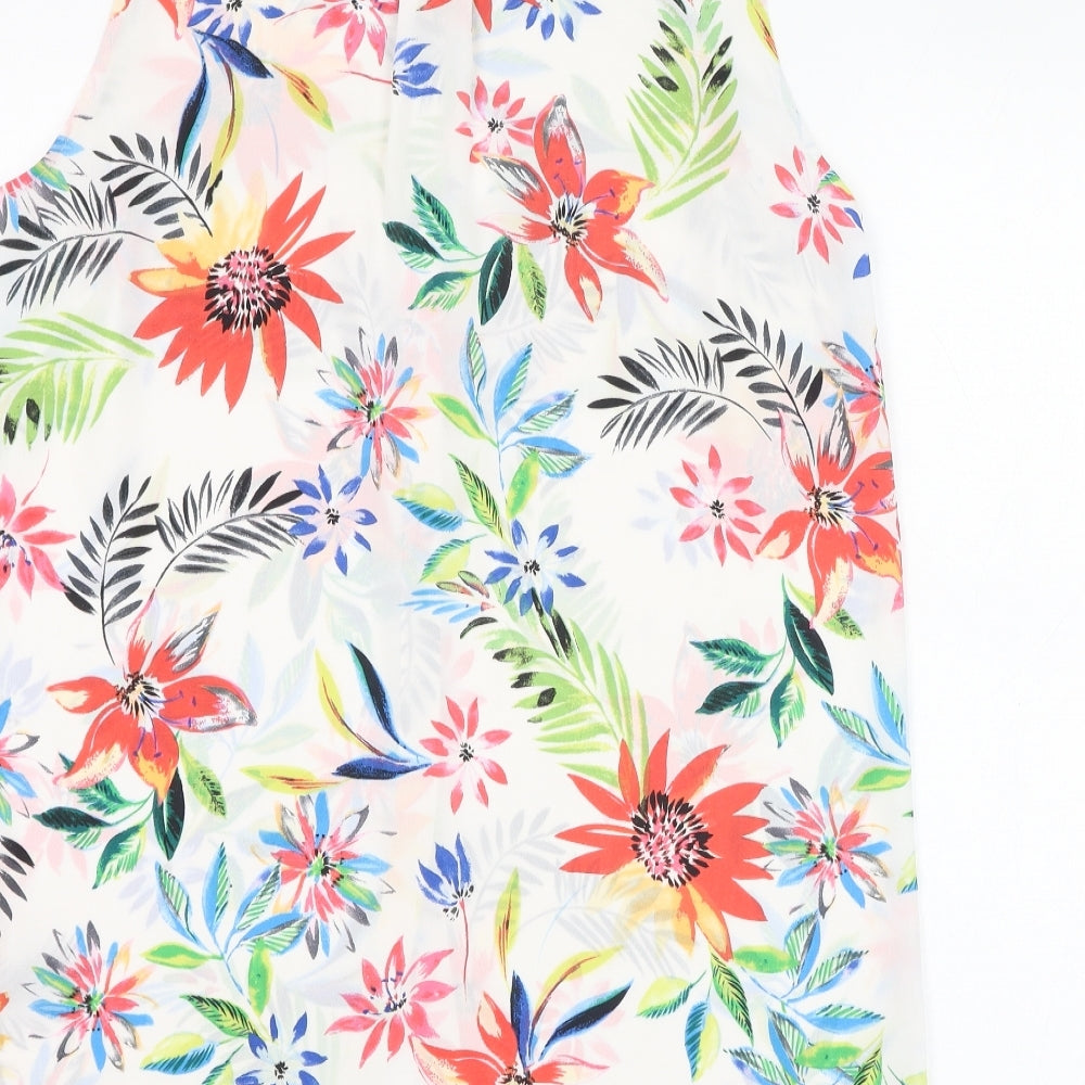 Atmosphere Womens Ivory Floral Polyester Basic Button-Up Size 12 Collared