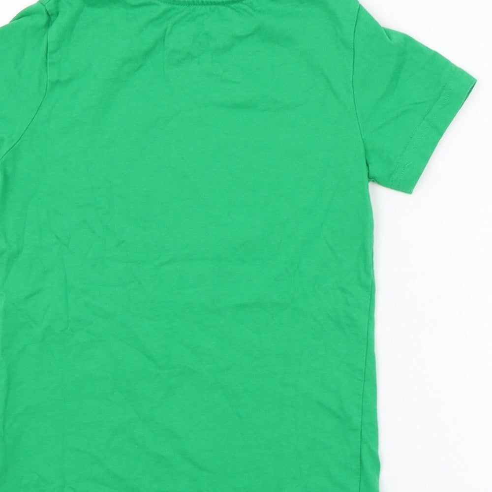 George Boys Green  Cotton Basic T-Shirt Size 7-8 Years Round Neck Pullover - Minecraft
