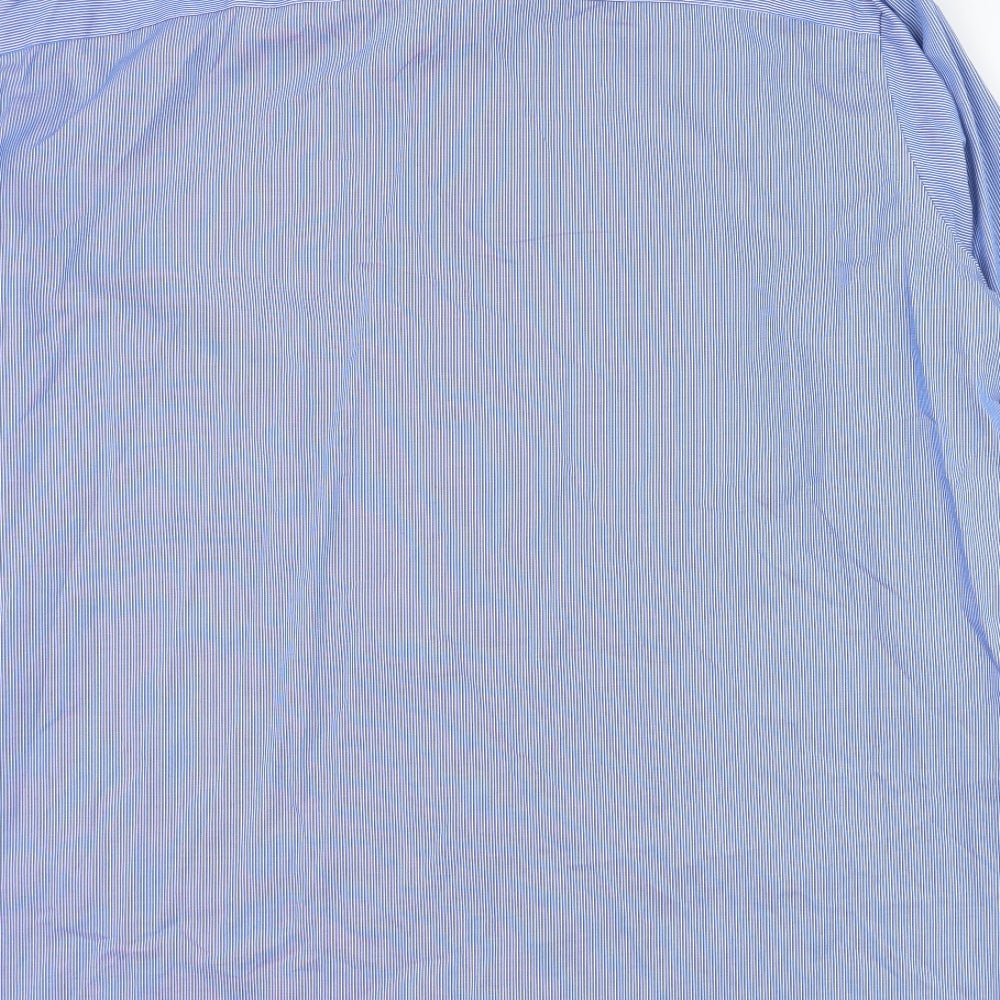 Calvin Klein Mens Blue Striped Cotton  Dress Shirt Size 16.5 Collared Button