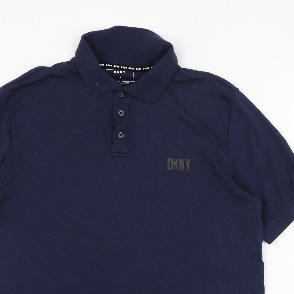 DKNY Mens Blue  Cotton  Polo Size S Collared Pullover