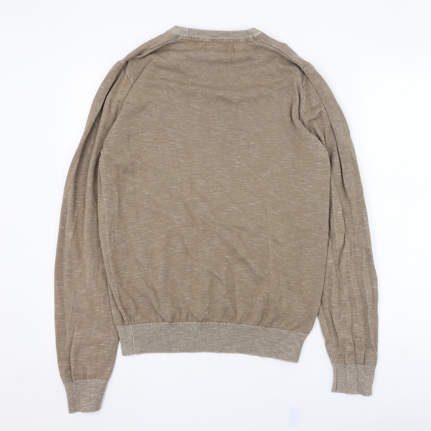Marks and Spencer Mens Brown Round Neck  Cotton Pullover Jumper Size S