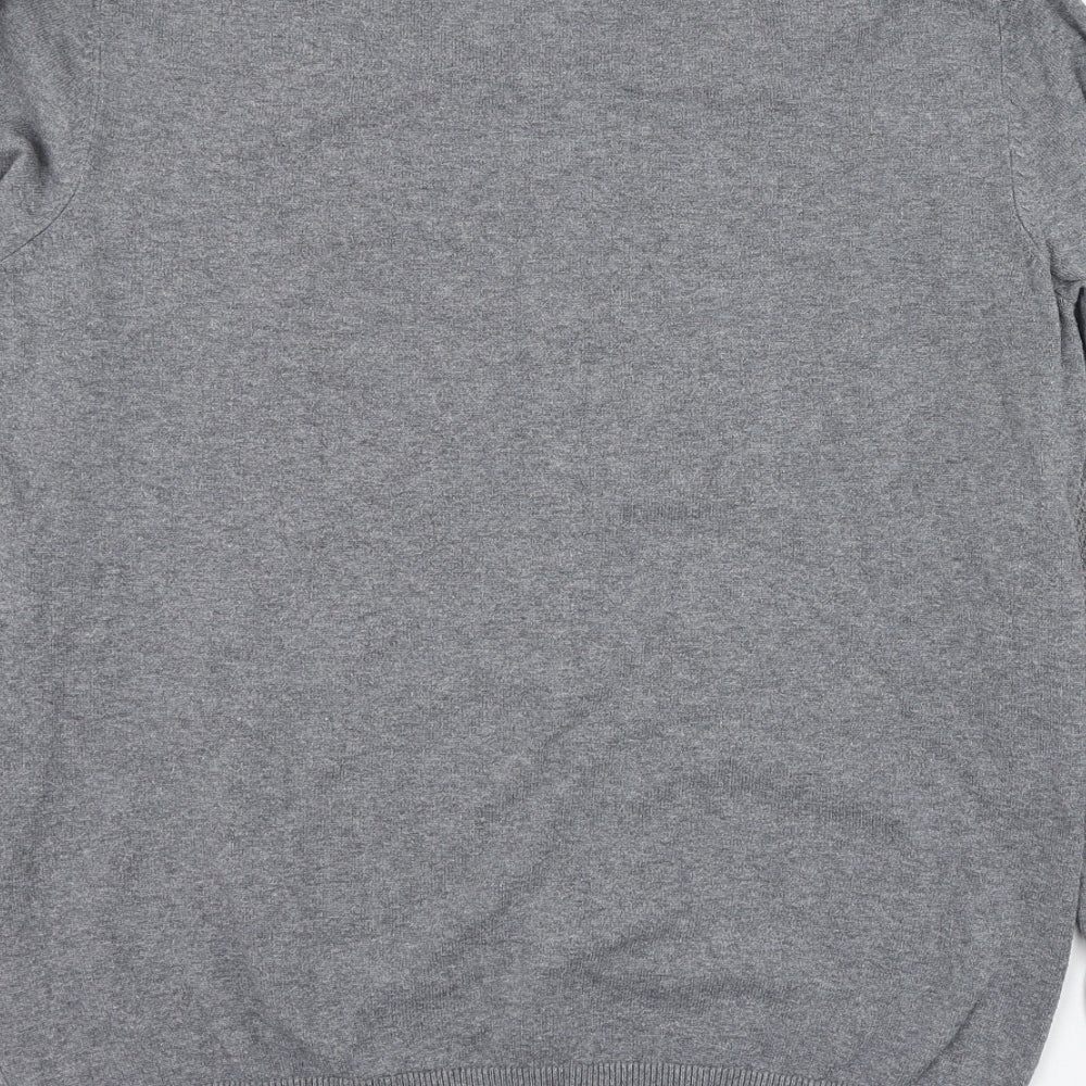 Broken Mens Grey Round Neck  Cotton Pullover Jumper Size S