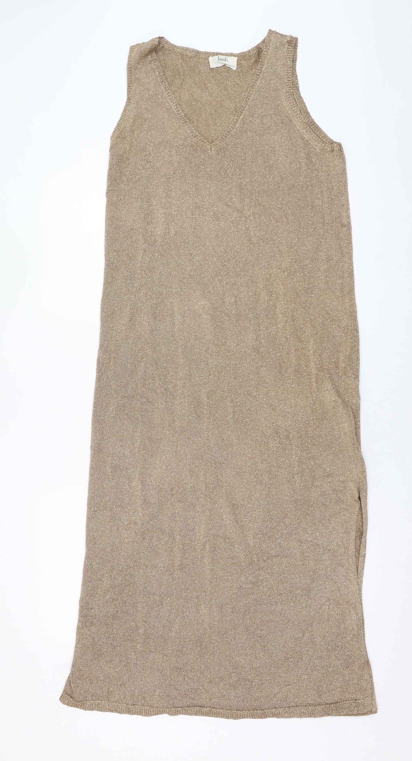 Hush Womens Gold  Viscose Maxi  Size 12  Round Neck Pullover