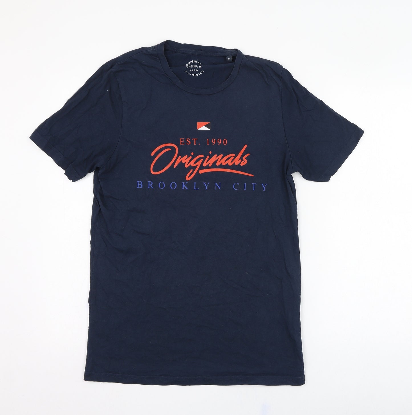 JACK & JONES Mens Blue  Cotton  T-Shirt Size M Round Neck  - Originals