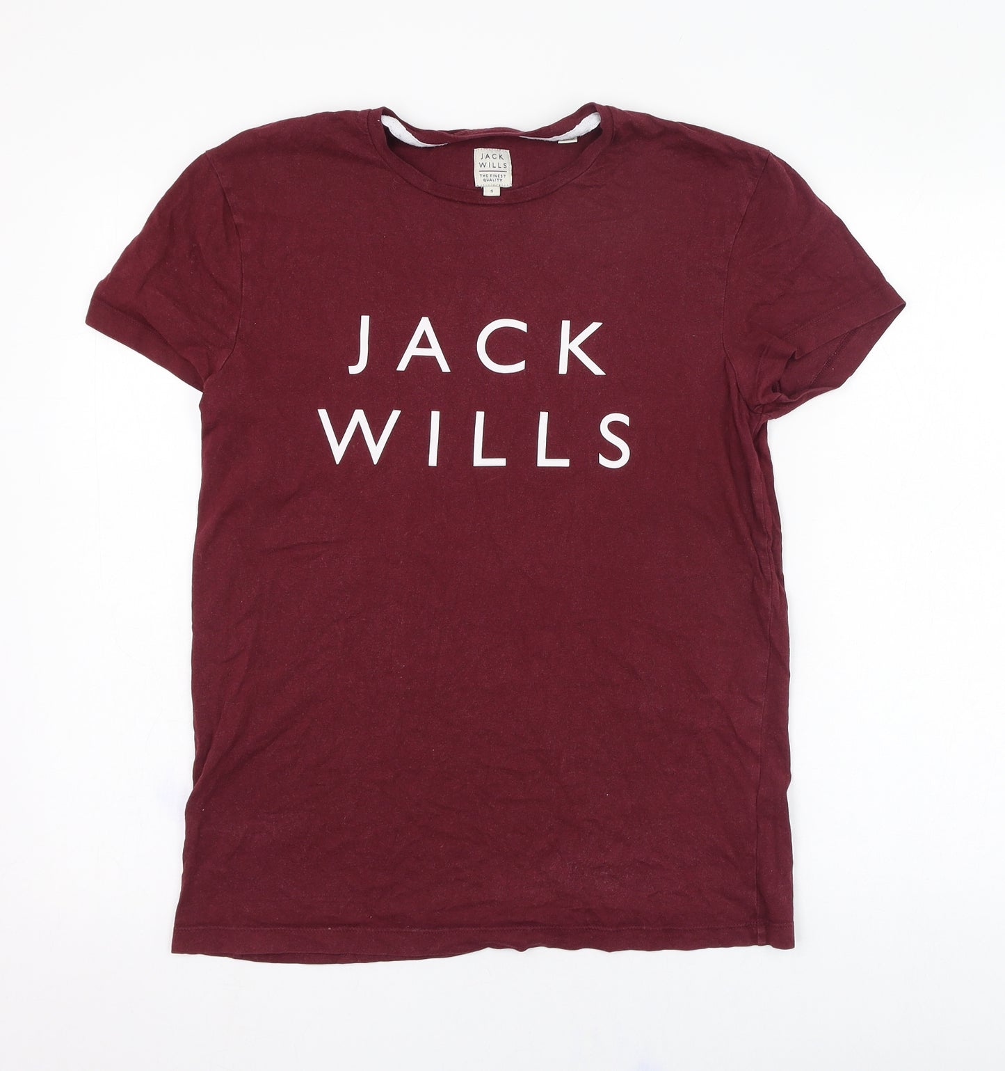 Jack Wills Mens Red  Cotton  T-Shirt Size S Round Neck