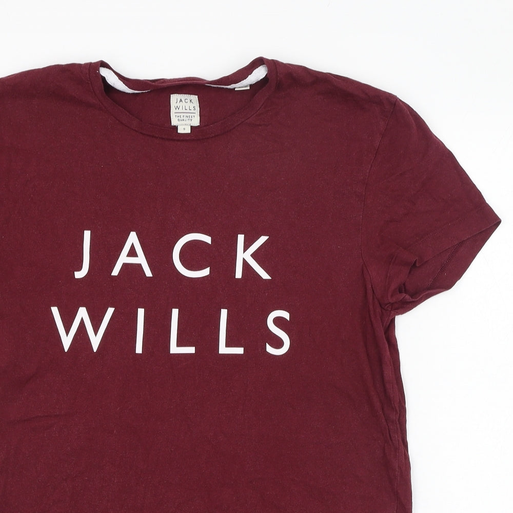 Jack Wills Mens Red  Cotton  T-Shirt Size S Round Neck