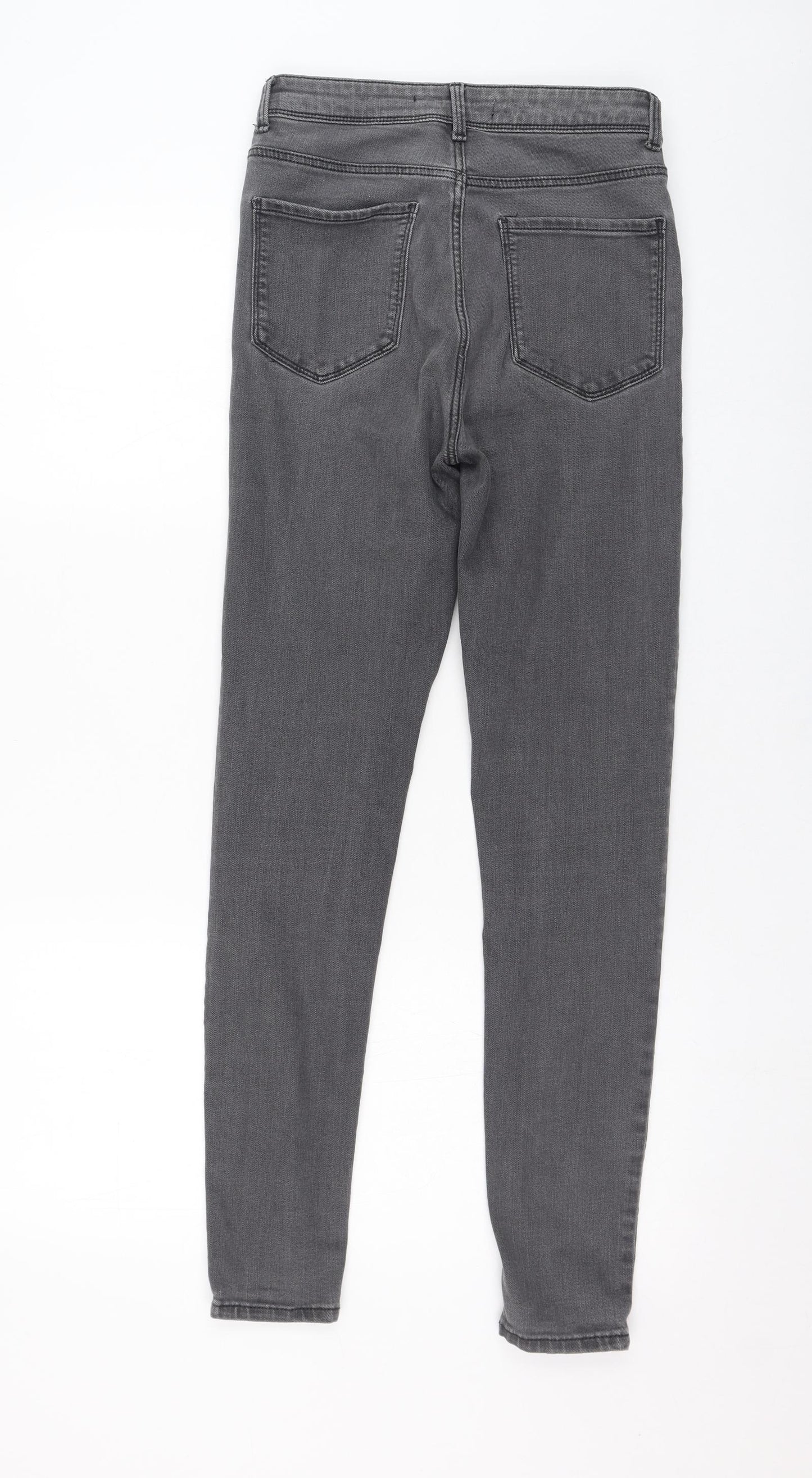 Zara Womens Grey  Cotton Skinny Jeans Size 8 L28 in Regular Zip