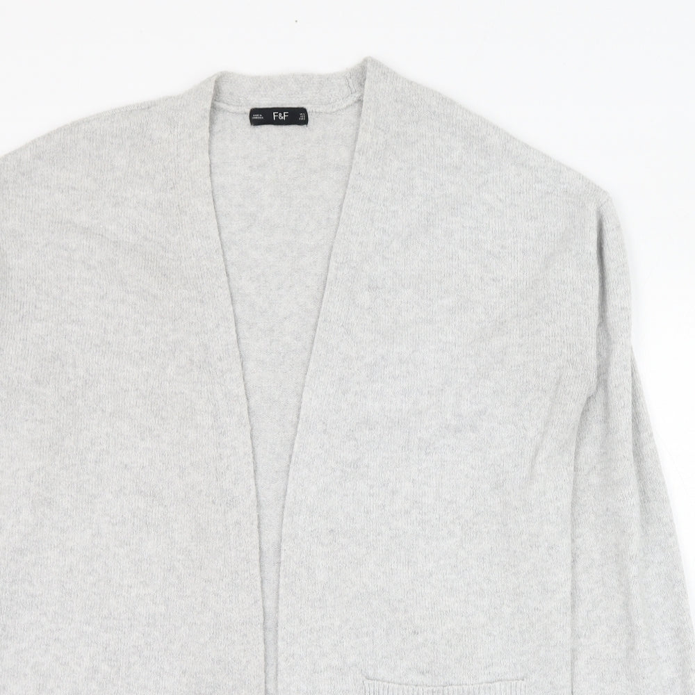 F&F Womens Grey Round Neck  Polyester Cardigan Jumper Size S