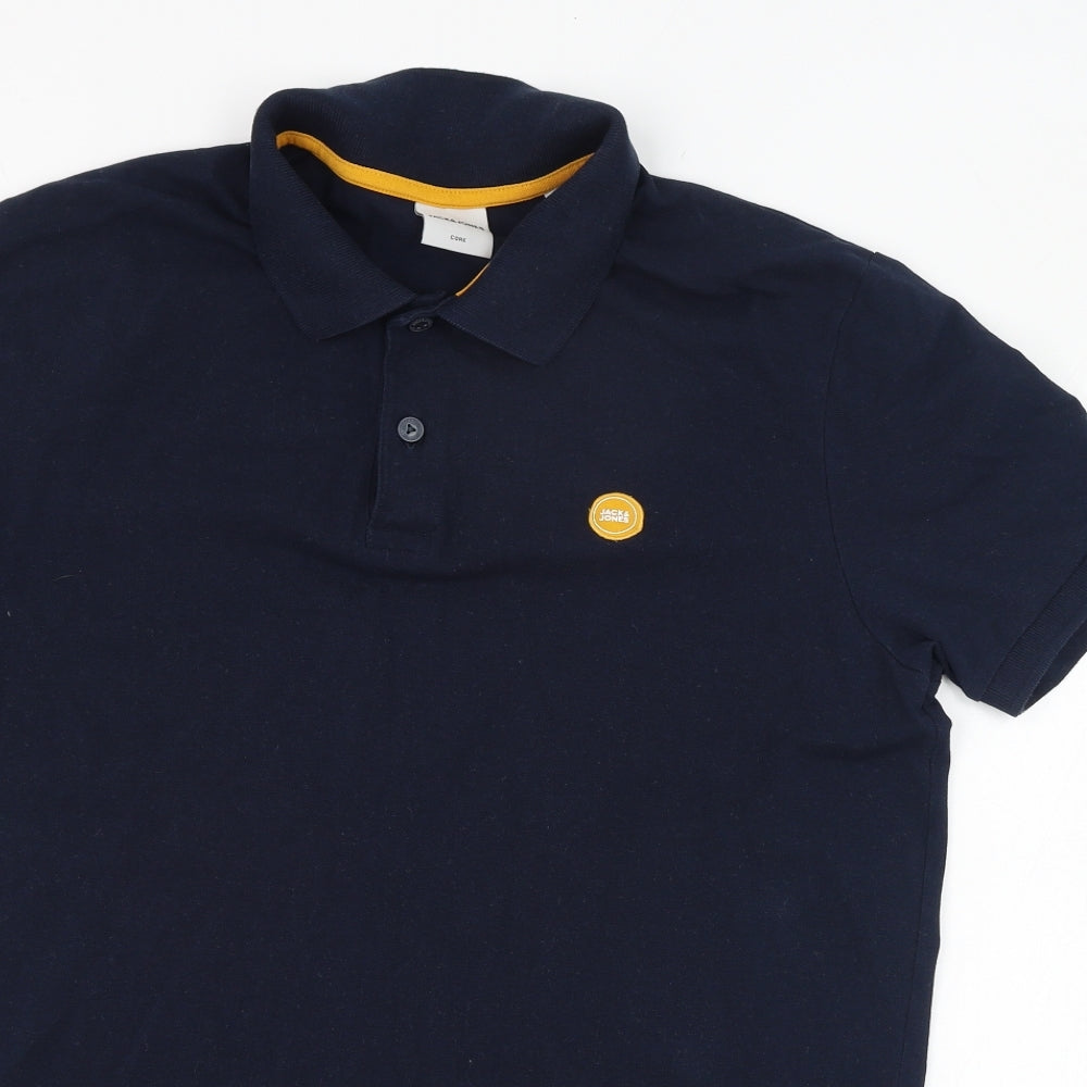 JACK & JONES Mens Blue  Cotton  Polo Size L Collared Pullover