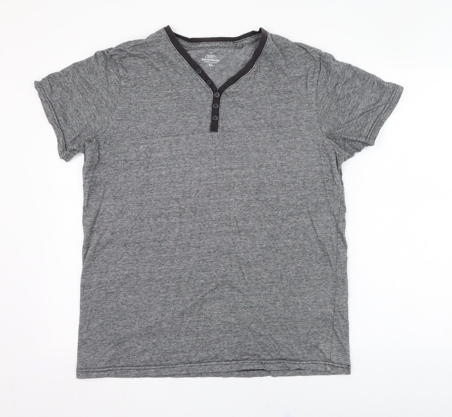 Industrialize Mens Grey  Polyester  T-Shirt Size XL V-Neck