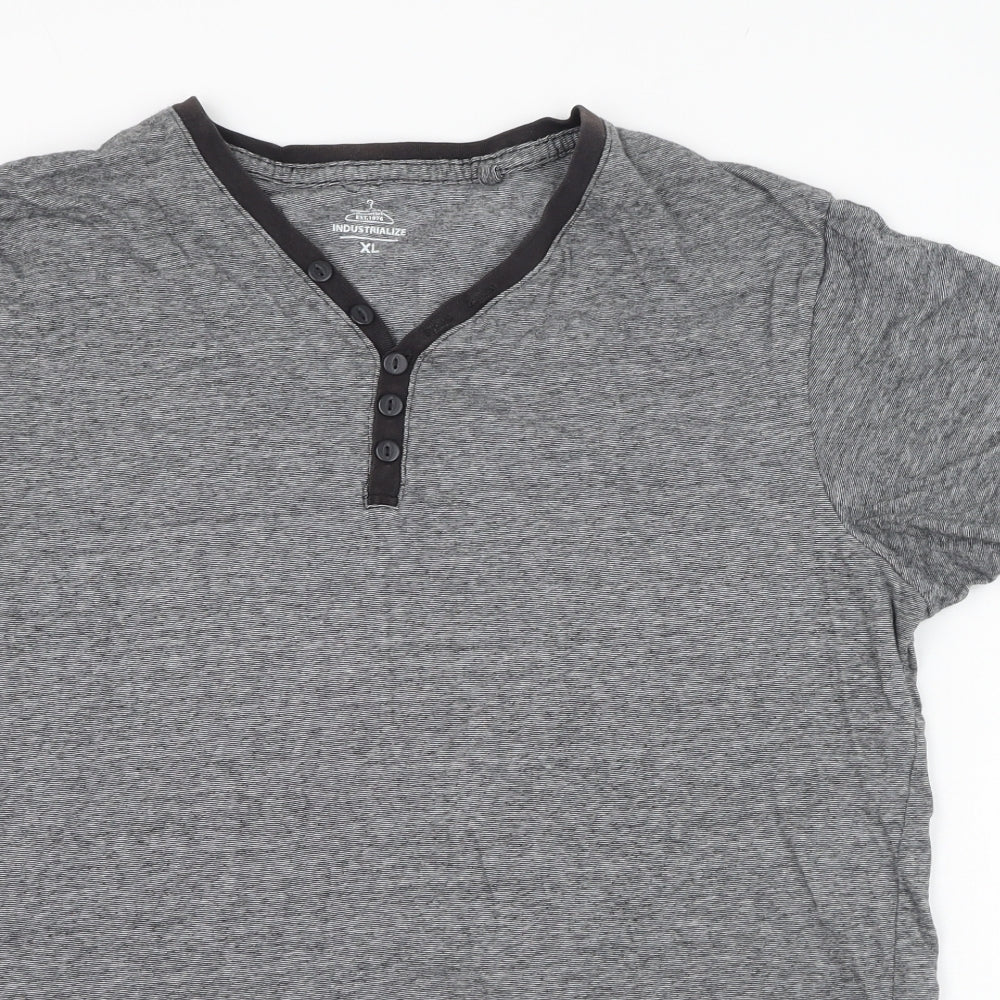 Industrialize Mens Grey  Polyester  T-Shirt Size XL V-Neck