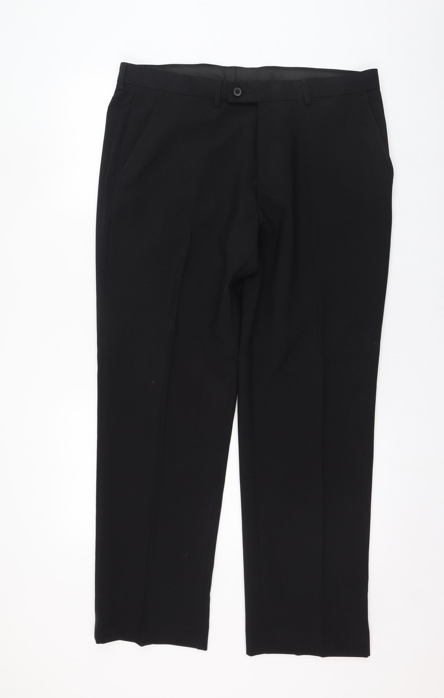 George Mens Black  Polyester Trousers  Size 36 L29 in Regular Zip
