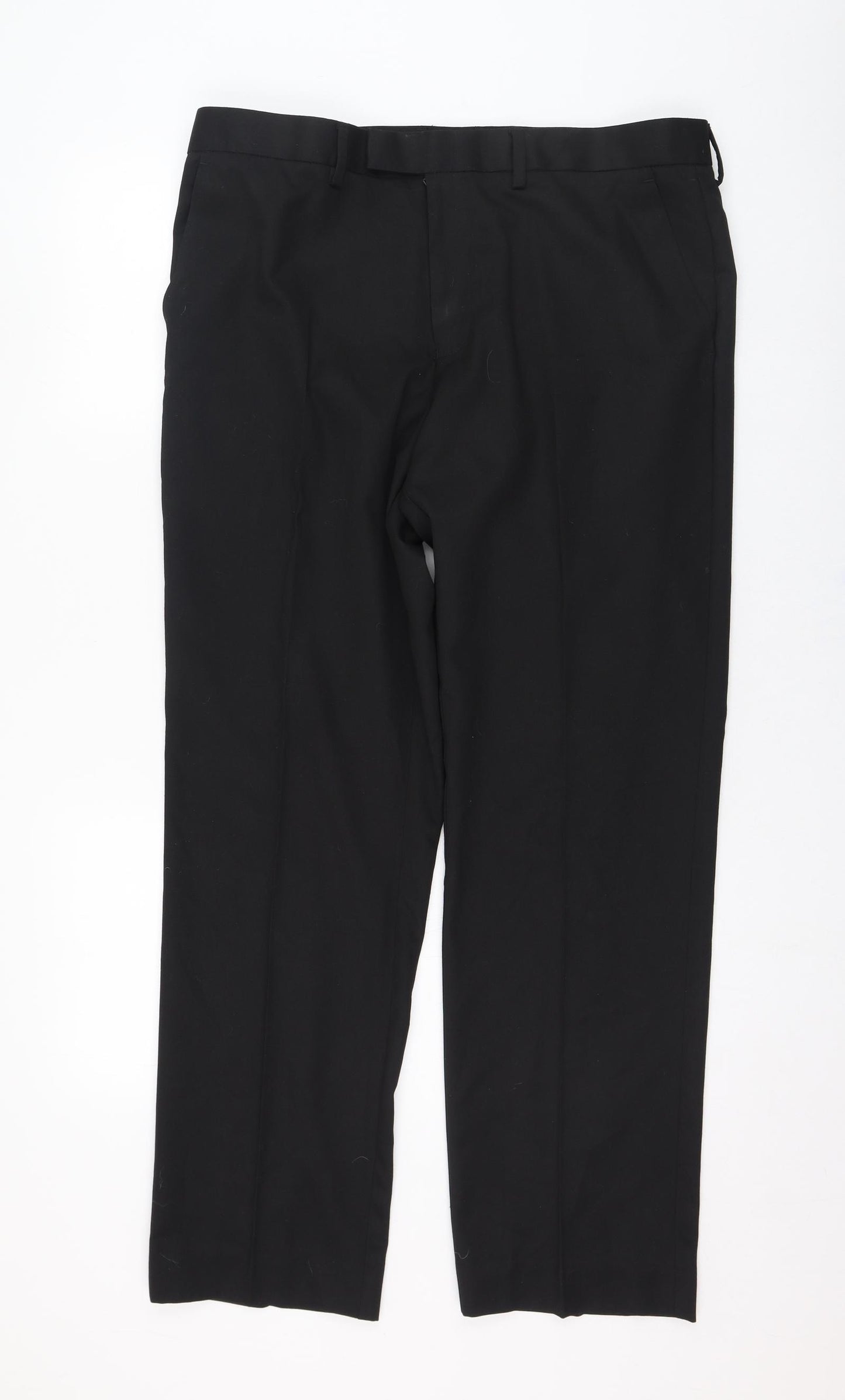 F&F Mens Black  Polyester Trousers  Size 36 L31 in Regular Zip
