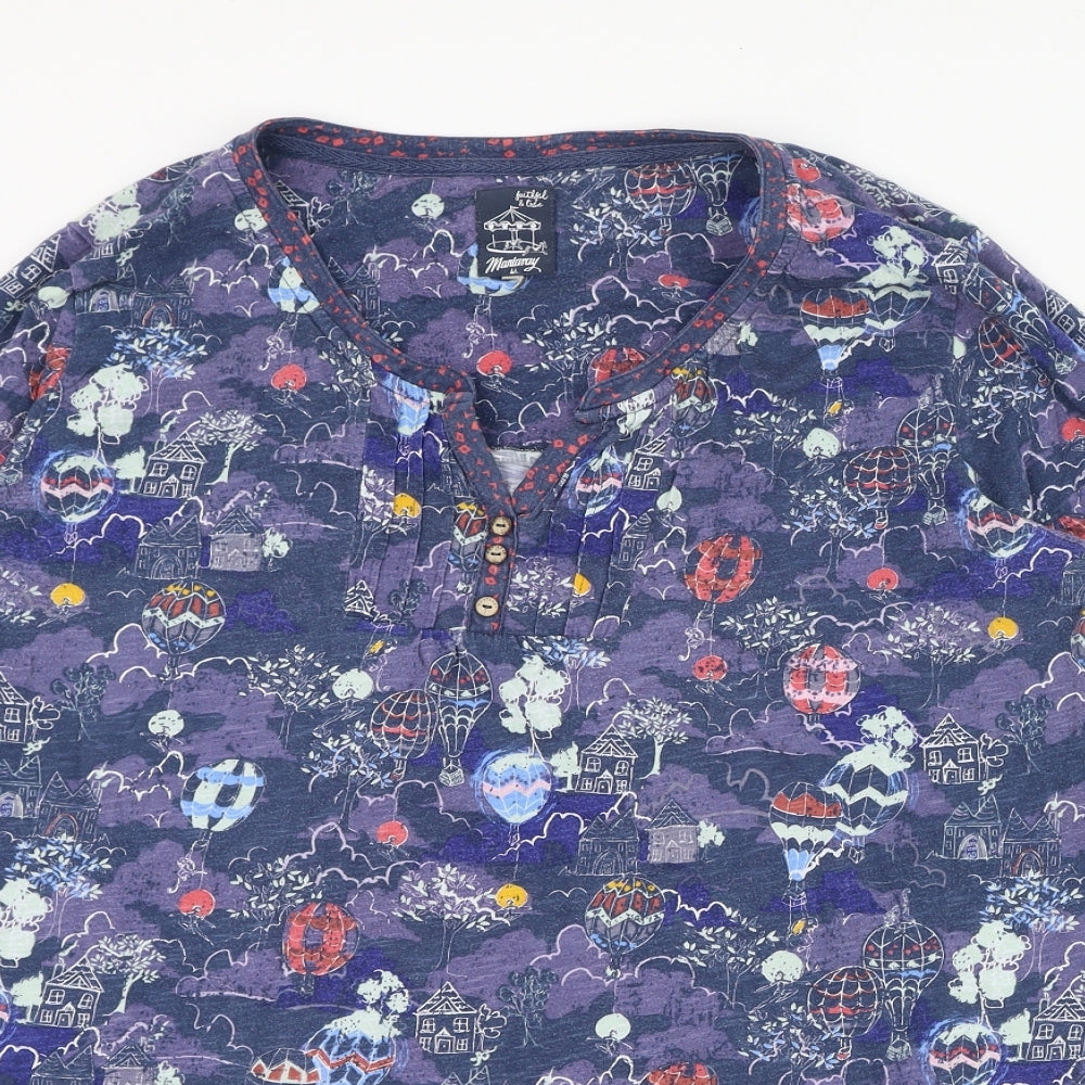 MANTARAY PRODUCTS Womens Blue  Cotton Tunic T-Shirt Size 22 Round Neck - Hot air balloon