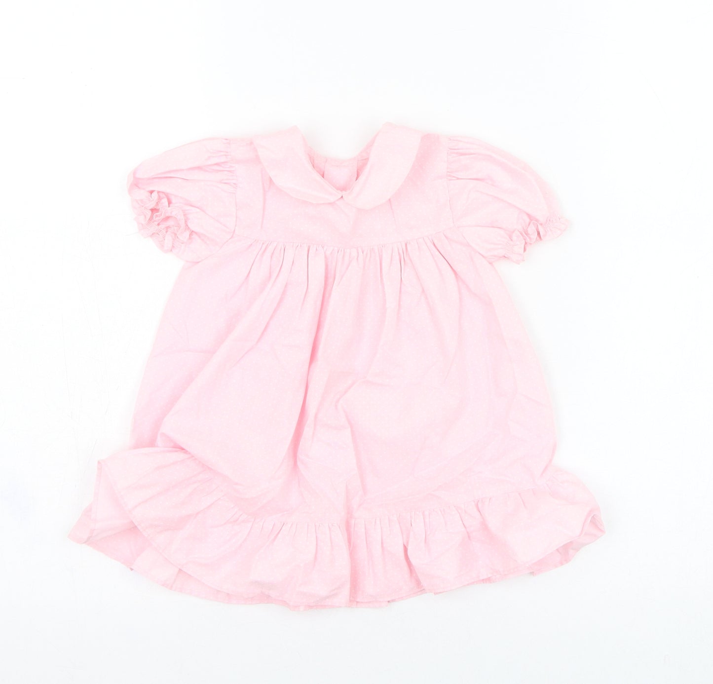 Mothercare Girls Pink Polka Dot Polyester A-Line  Size 9-12 Months  Collared Button