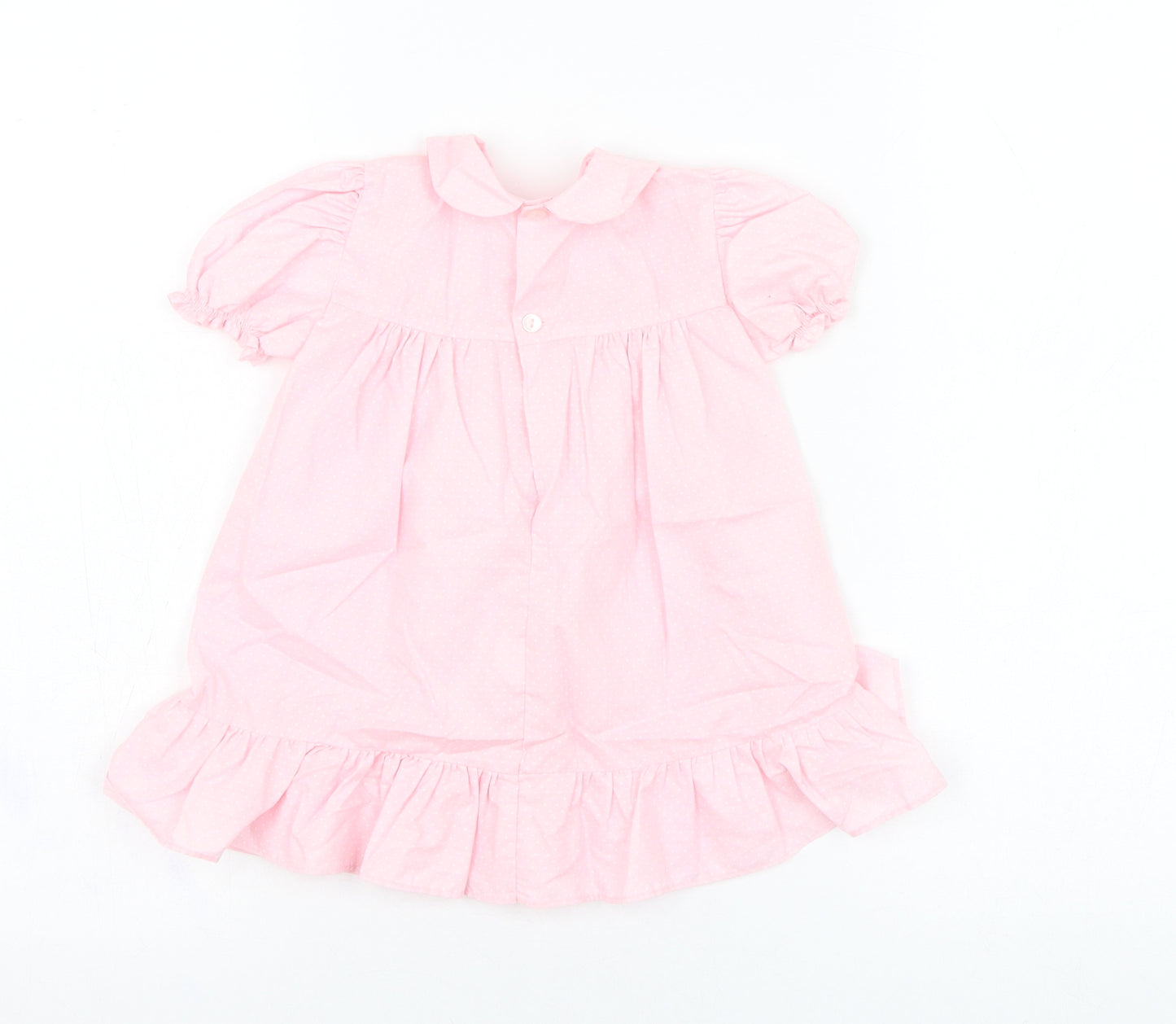 Mothercare Girls Pink Polka Dot Polyester A-Line  Size 9-12 Months  Collared Button