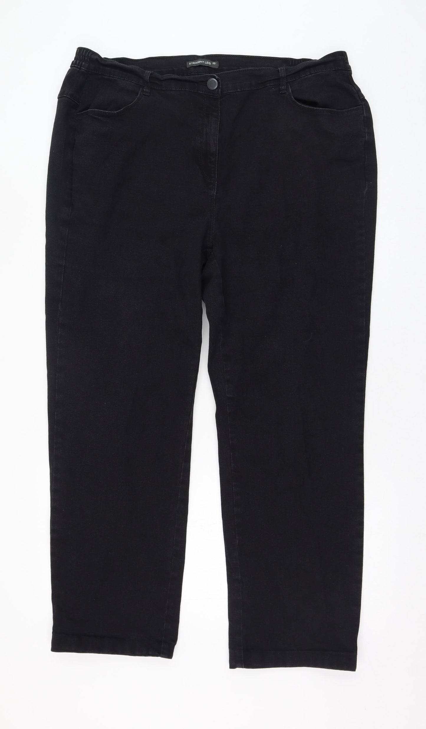 Bonmarché Womens Black  Cotton Straight Jeans Size 20 L28 in Regular Zip