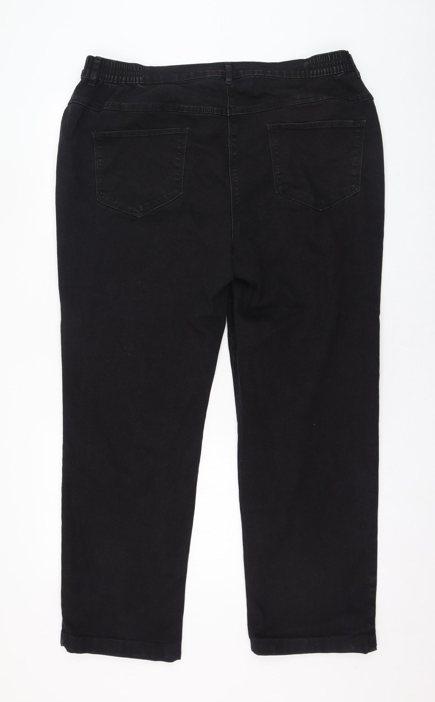 Bonmarché Womens Black  Cotton Straight Jeans Size 20 L28 in Regular Zip