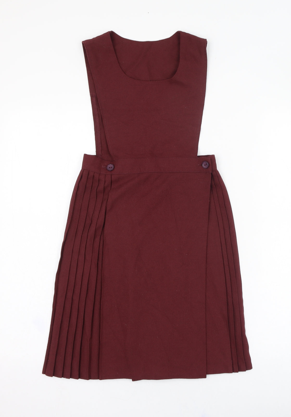 Trutex Girls Red  Polyester Pinafore/Dungaree Dress  Size 9 Years  Round Neck Button