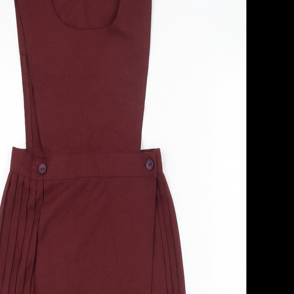 Trutex Girls Red  Polyester Pinafore/Dungaree Dress  Size 9 Years  Round Neck Button