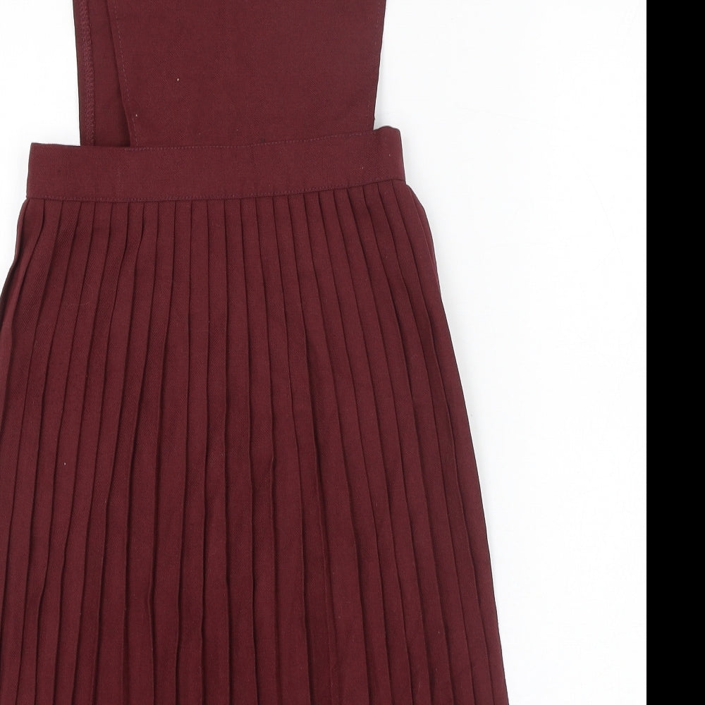 Trutex Girls Red  Polyester Pinafore/Dungaree Dress  Size 9 Years  Round Neck Button