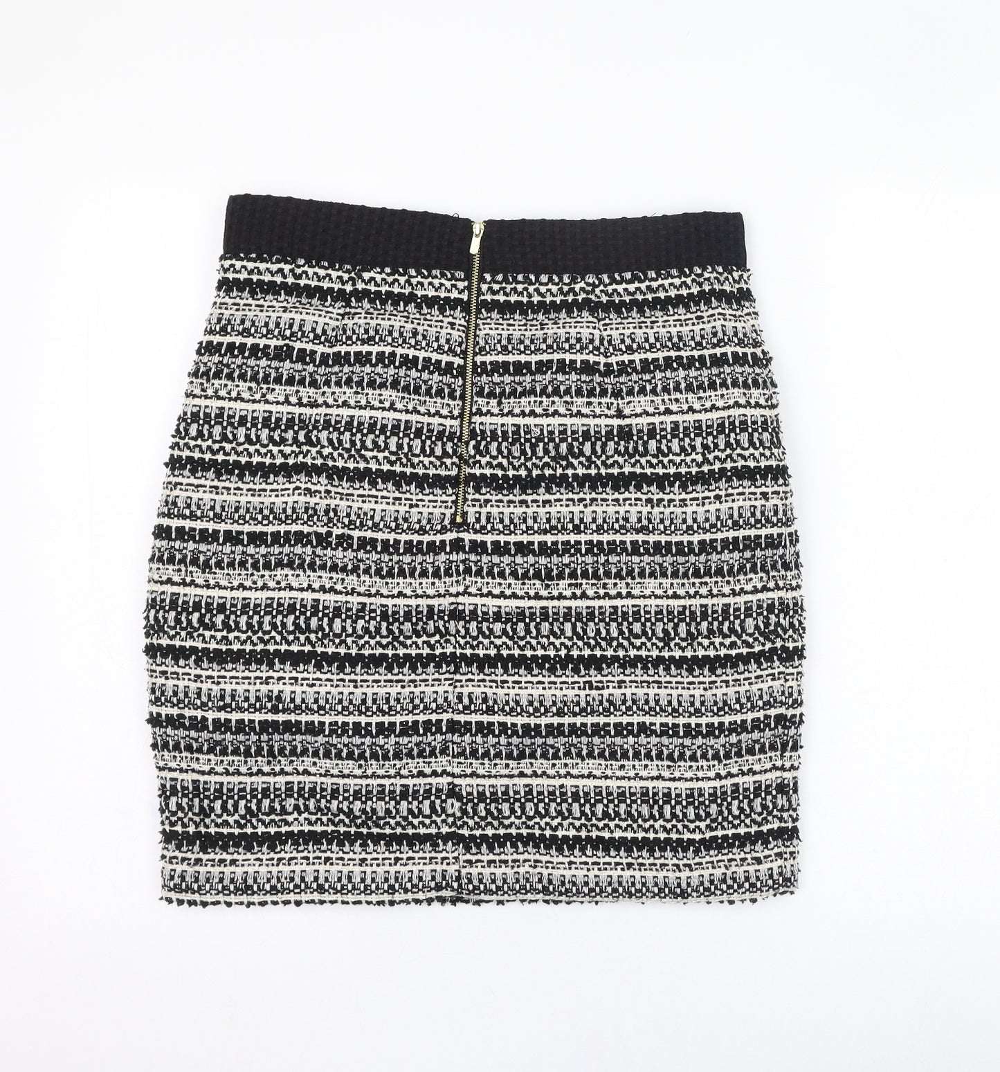 H&M Womens Black  Polyester Straight & Pencil Skirt Size 12   Zip