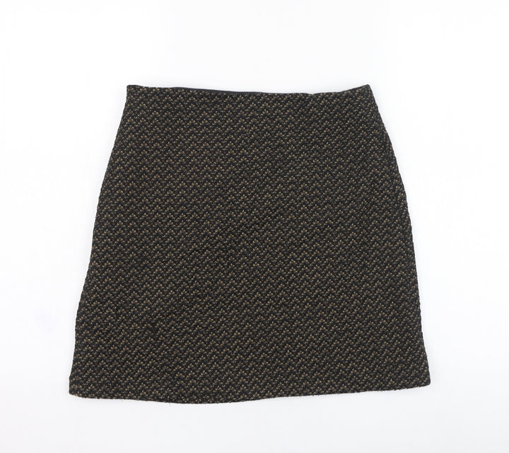 Marks and Spencer Womens Black Polyester Straight & Pencil Skirt Size 8 Zip