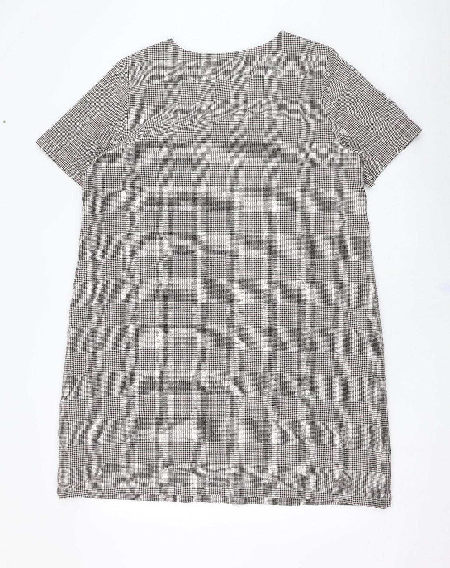 TU Womens Beige Check Polyester Shift  Size 18  Round Neck Pullover