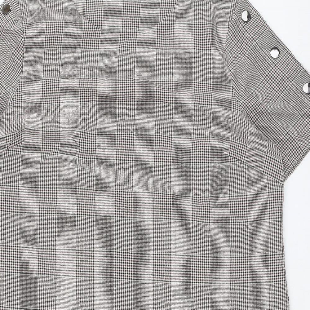 TU Womens Beige Check Polyester Shift  Size 18  Round Neck Pullover